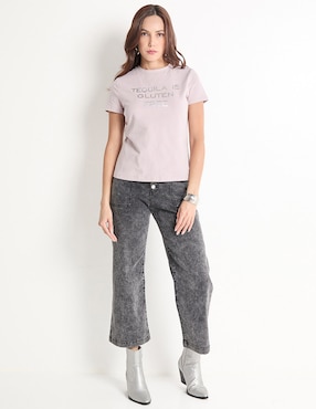 Playera manga corta Metropolis cuello redondo para mujer