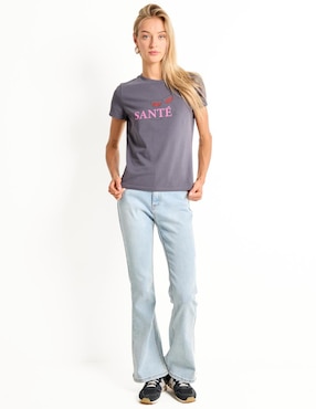 Playera manga corta Metropolis cuello redondo para mujer