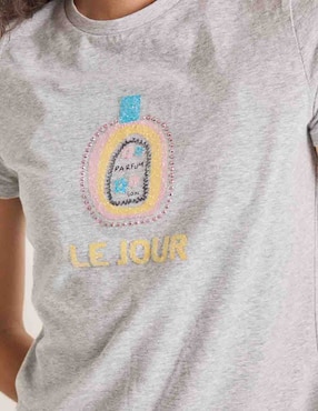 Playera manga corta Metropolis cuello redondo para mujer