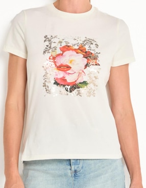 Playera manga corta Metropolis cuello redondo para mujer