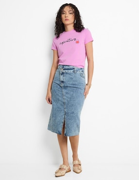 Playera manga corta Metropolis cuello redondo para mujer