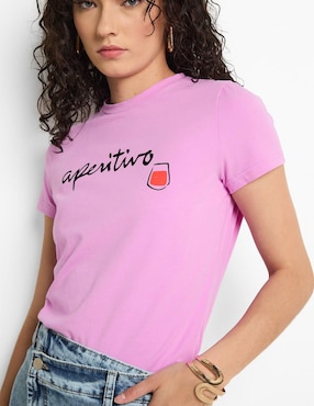 Playera manga corta Metropolis cuello redondo para mujer