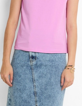 Playera manga corta Metropolis cuello redondo para mujer