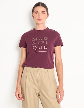 Playera manga corta Metropolis cuello redondo para mujer