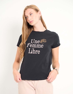Playera manga corta Metropolis cuello redondo para mujer