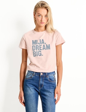 Playera manga corta Metropolis cuello redondo para mujer