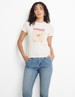 Playera manga corta Metropolis cuello redondo para mujer