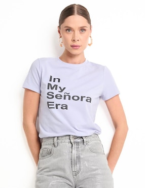 Playera manga corta Metropolis cuello redondo para mujer