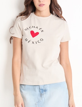 Playera manga corta Metropolis cuello redondo para mujer