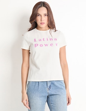 Playera manga corta Metropolis cuello redondo para mujer
