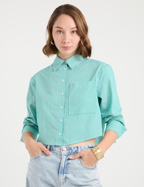 Blusa camisera manga larga para mujer