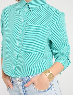 Blusa camisera manga larga para mujer