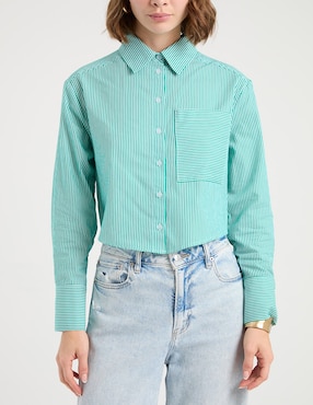 Blusa camisera manga larga para mujer