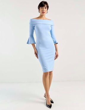 Vestido 3/4 de fiesta Metropolis escote bardot para mujer