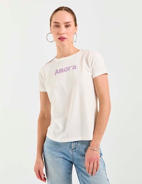 Playera manga corta Metropolis cuello redondo para mujer