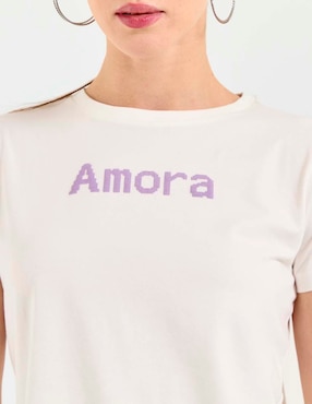 Playera manga corta Metropolis cuello redondo para mujer