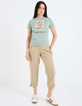 Playera manga corta Metropolis cuello redondo para mujer
