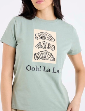 Playera manga corta Metropolis cuello redondo para mujer