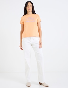 Playera manga corta Metropolis cuello redondo para mujer