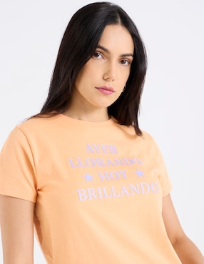 Playera manga corta Metropolis cuello redondo para mujer
