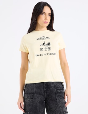 Playera manga corta Metropolis cuello redondo para mujer