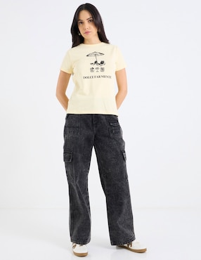 Playera manga corta Metropolis cuello redondo para mujer