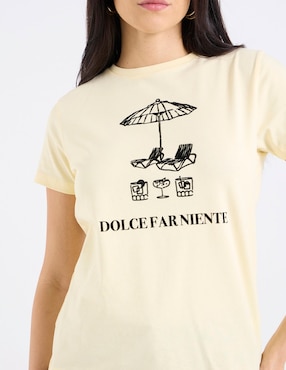 Playera manga corta Metropolis cuello redondo para mujer