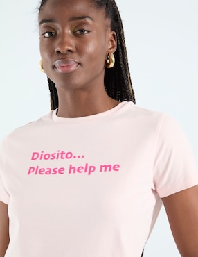 Playera manga corta Metropolis cuello redondo para mujer