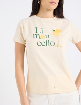 Playera manga corta Metropolis cuello redondo para mujer