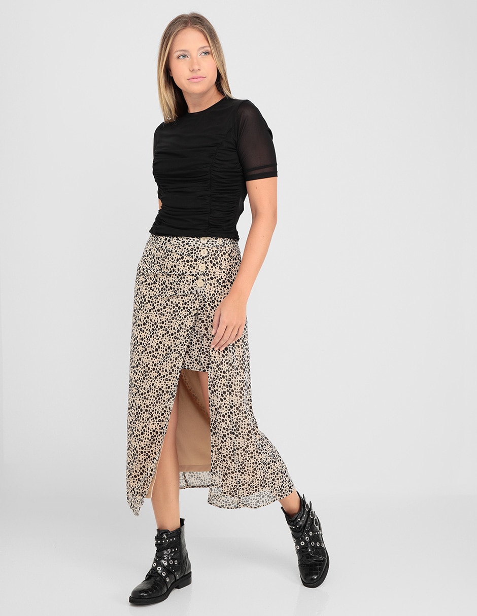 Falda crop cintura alta