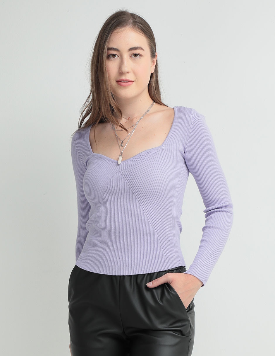 Suéter cuello cuadrado para mujer