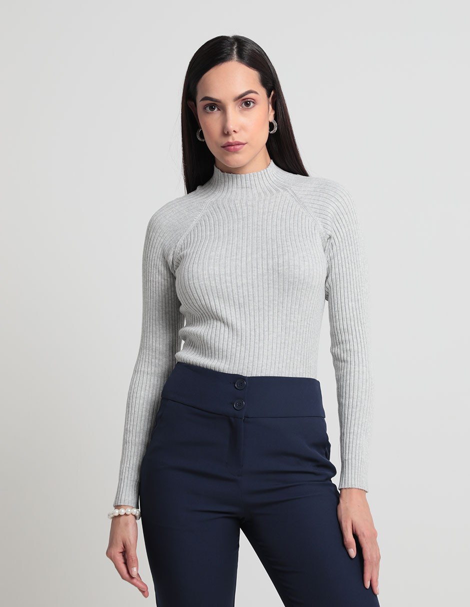 Playera manga larga cuello alto para mujer Playera manga larga cuello alto para mujer