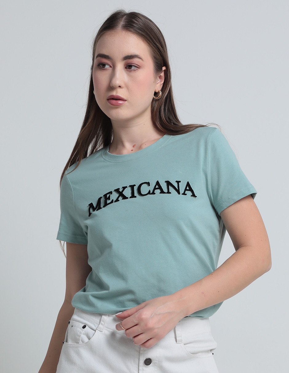 Playera manga corta cuello redondo para mujer Playera manga corta cuello redondo para mujer