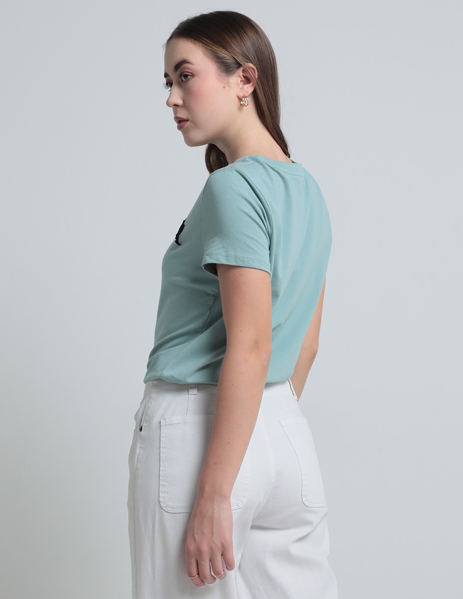 Playera manga corta cuello redondo para mujer 2