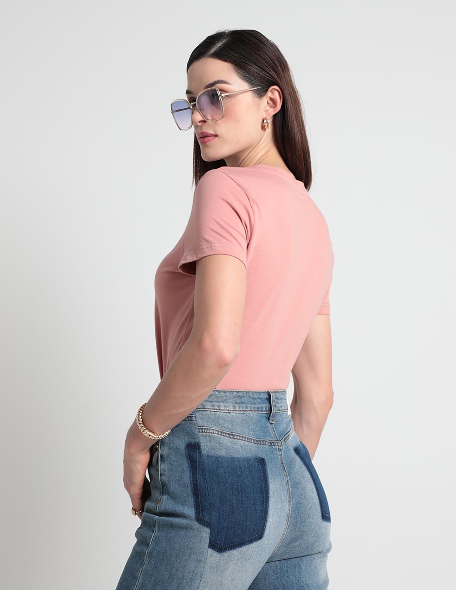 Playera manga corta cuello redondo para mujer 2