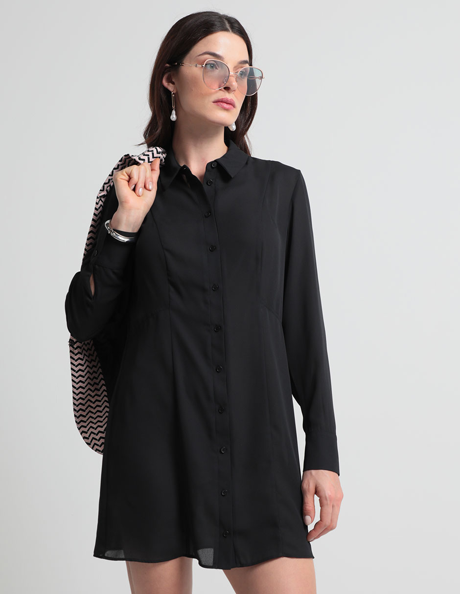 Vestido Negro Camisa De Vestido Suburbia Vestido Largo Negro