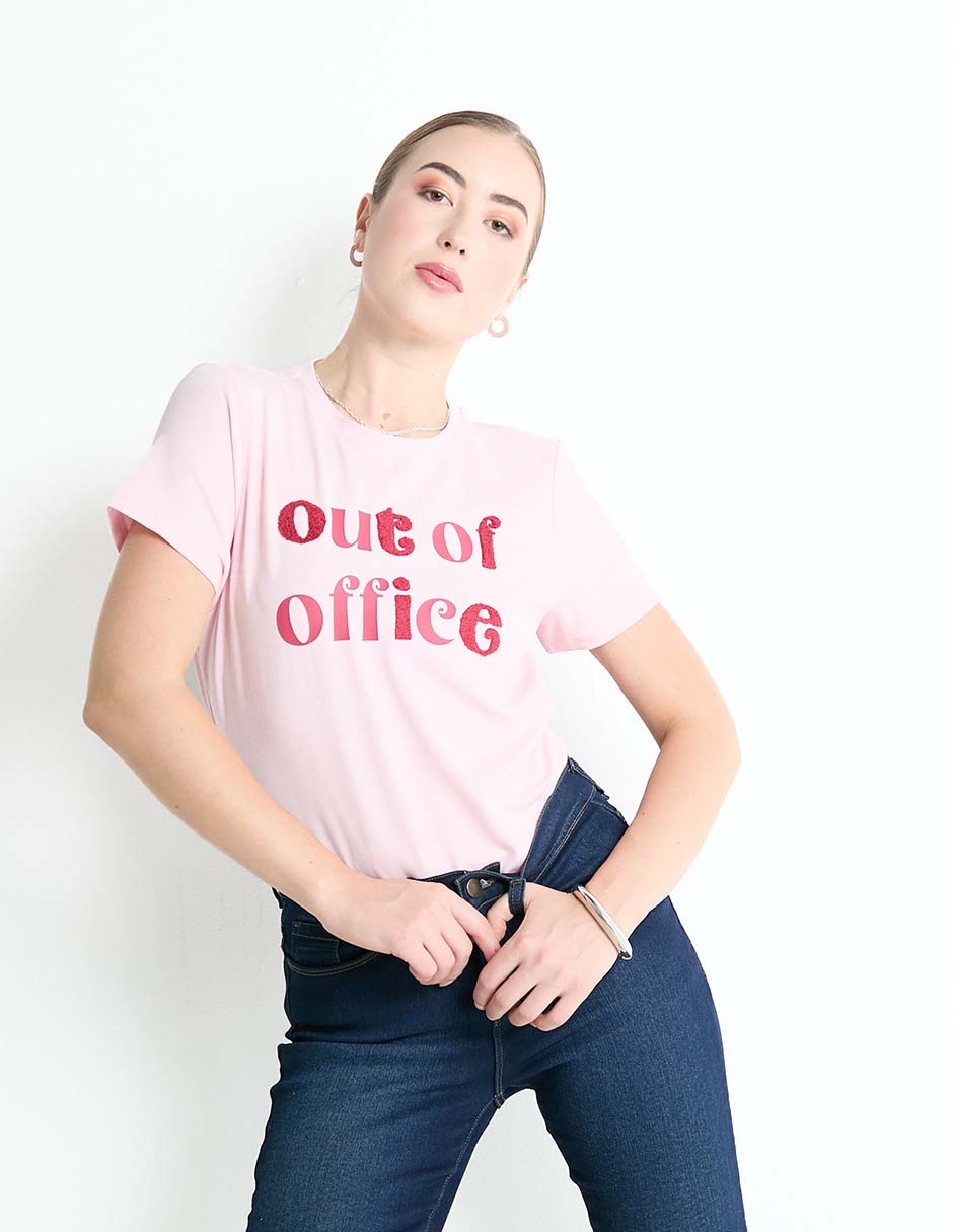 Playera manga corta cuello redondo para mujer