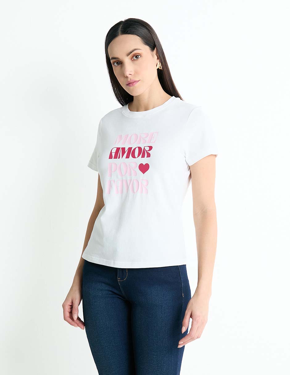 Playera manga corta cuello redondo para mujer Playera manga corta cuello redondo para mujer