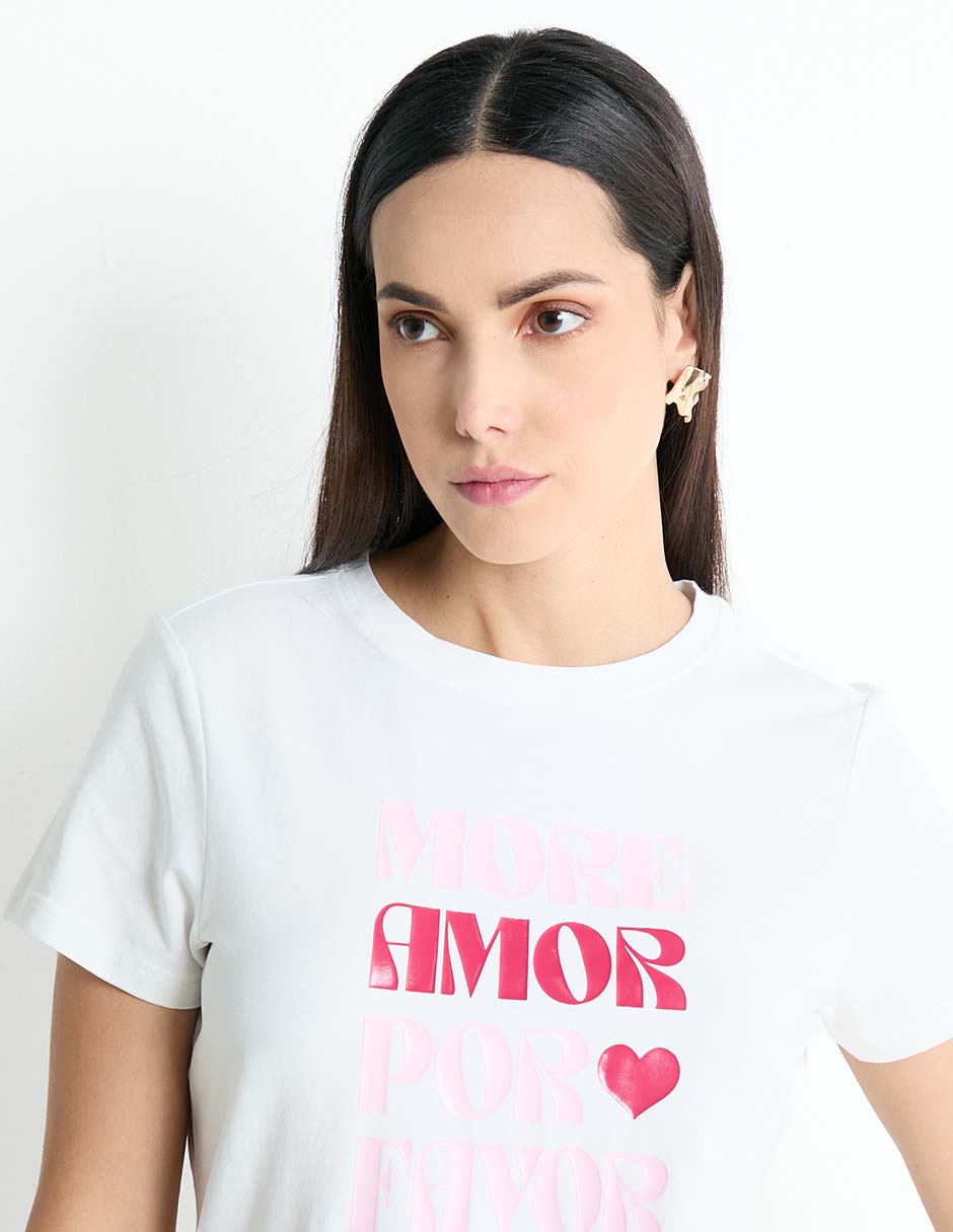 Playera manga corta cuello redondo para mujer 4
