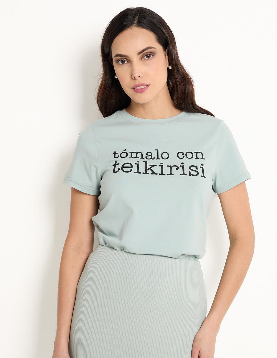 Playera manga corta cuello redondo para mujer