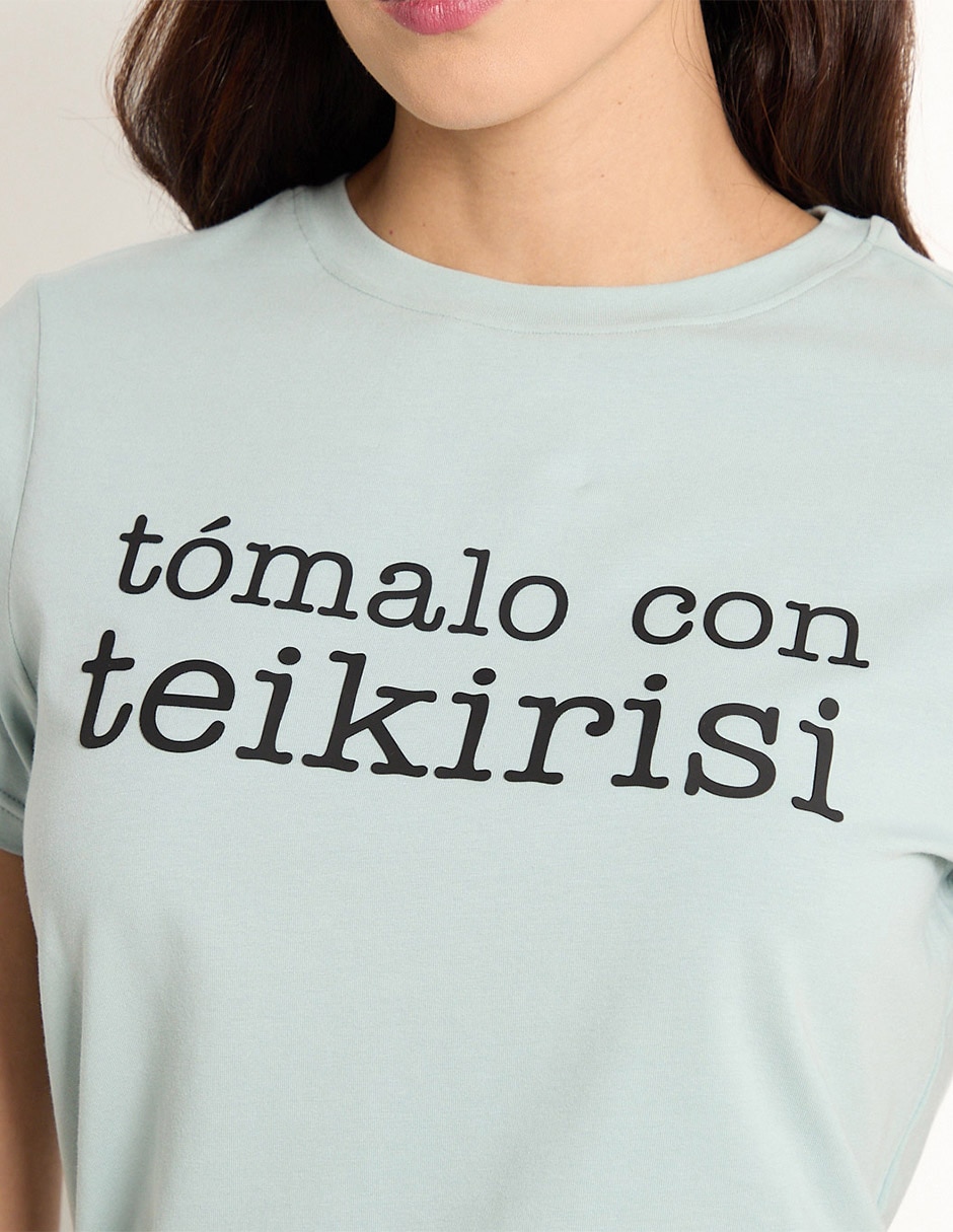 Playera manga corta cuello redondo para mujer 4