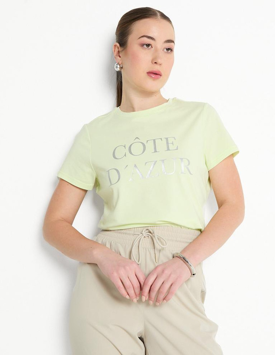 Playera manga corta cuello redondo para mujer