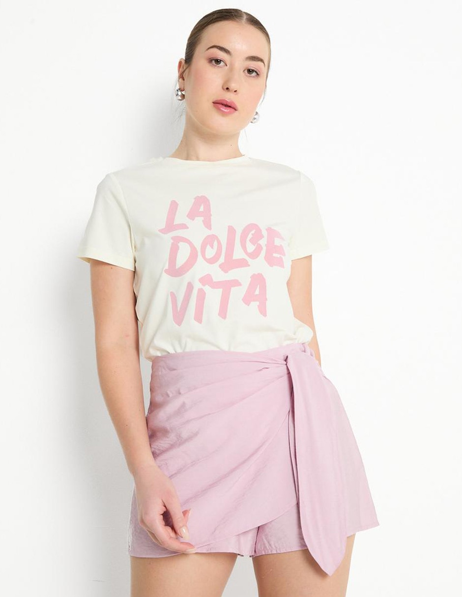 Playera manga corta cuello redondo para mujer