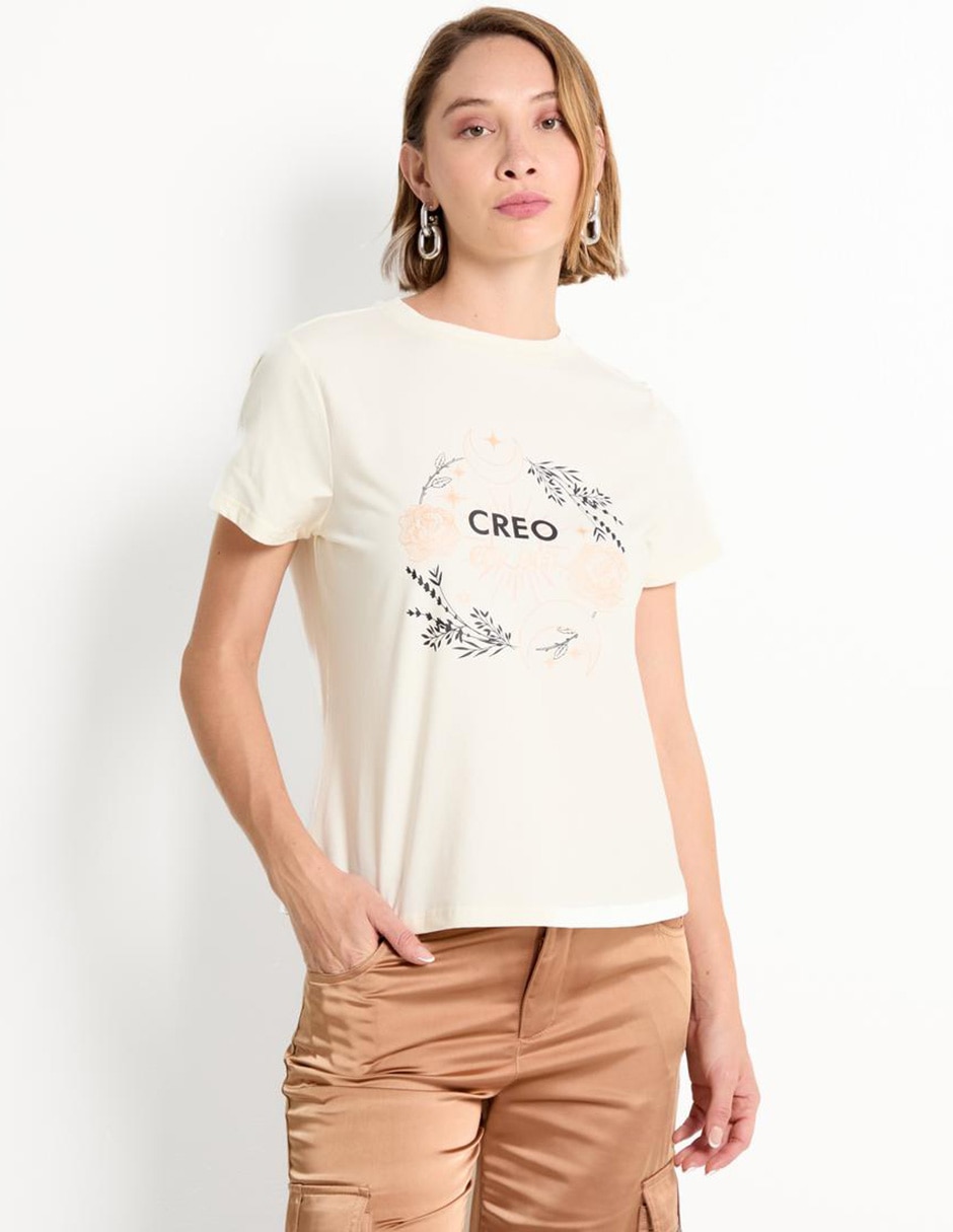 Playera manga corta cuello redondo para mujer Playera manga corta cuello redondo para mujer