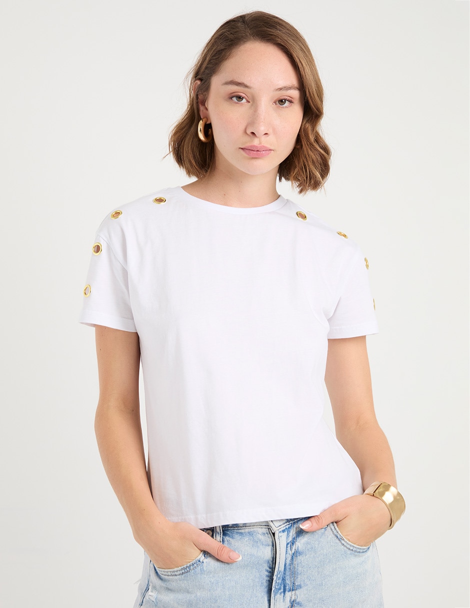 Playera manga corta cuello redondo para mujer Playera manga corta cuello redondo para mujer