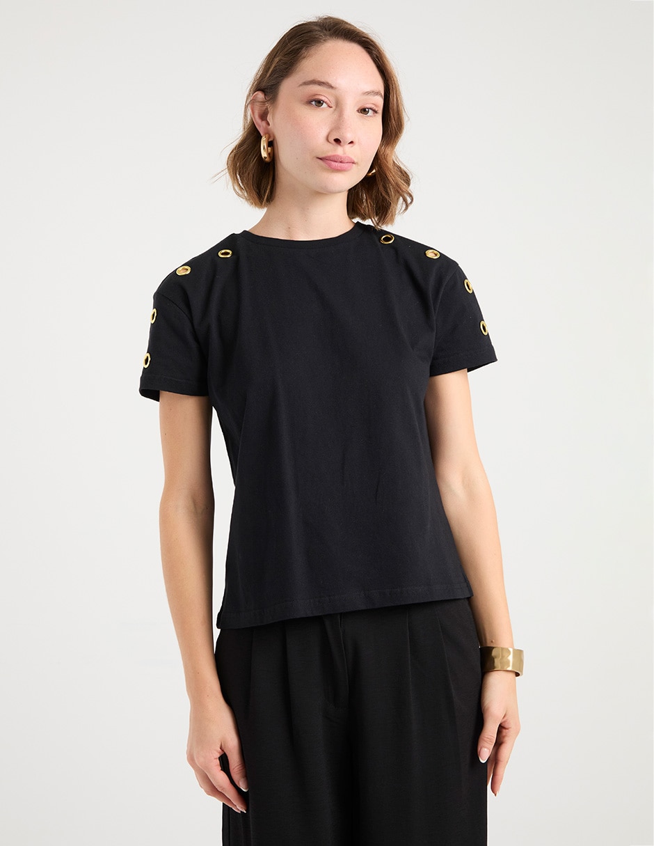 Playera manga corta cuello redondo para mujer Playera manga corta cuello redondo para mujer