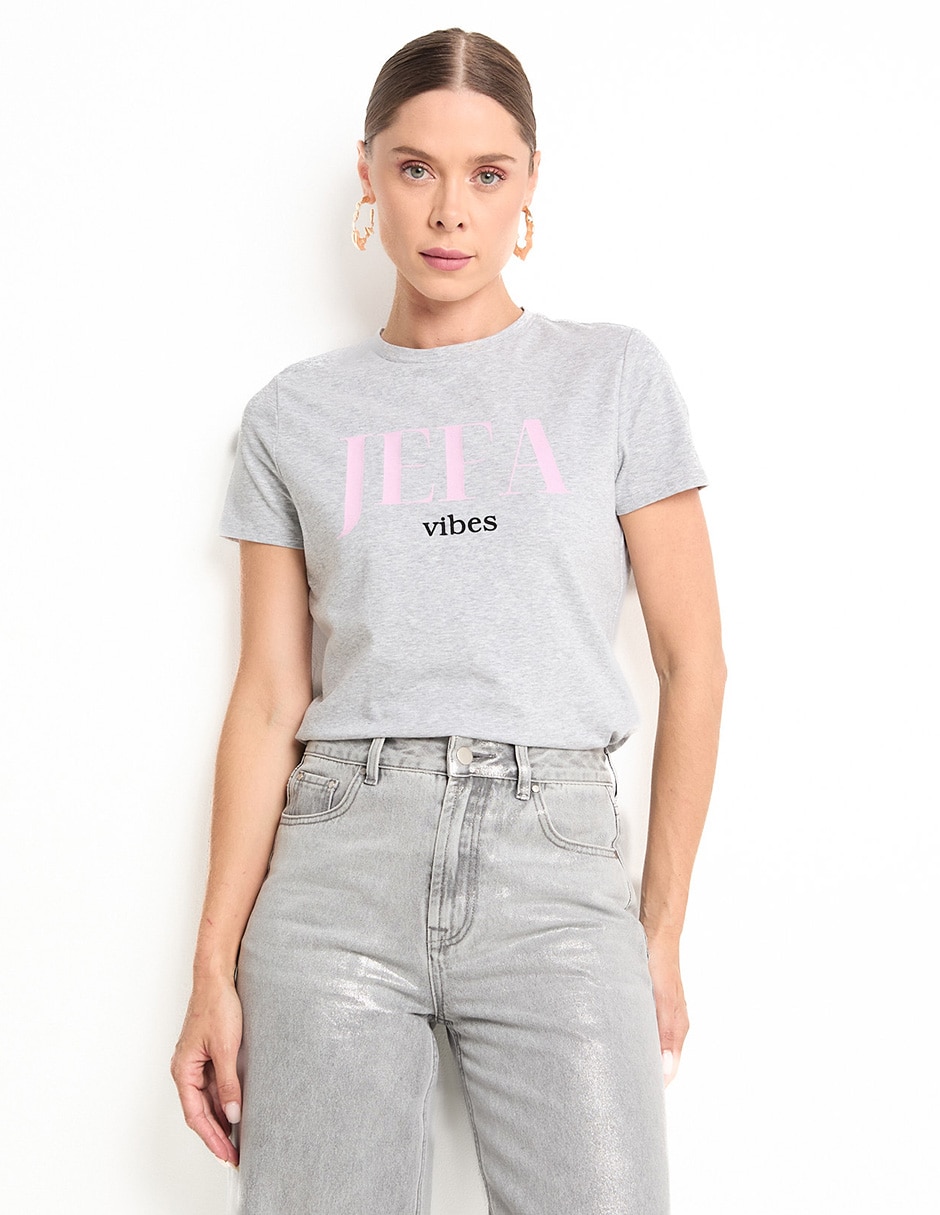Playera manga corta cuello redondo para mujer