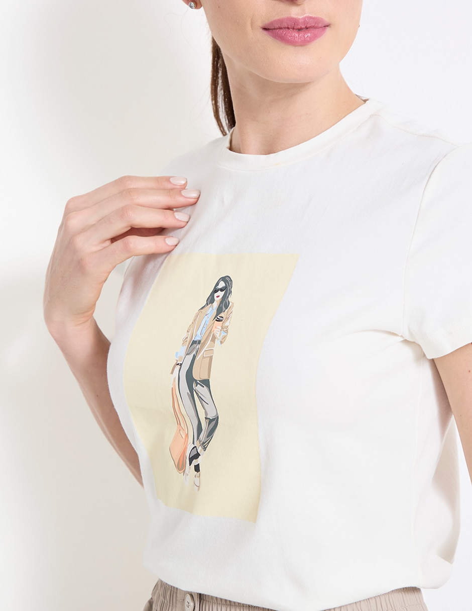 Playera manga corta Metrópolis cuello redondo para mujer 4