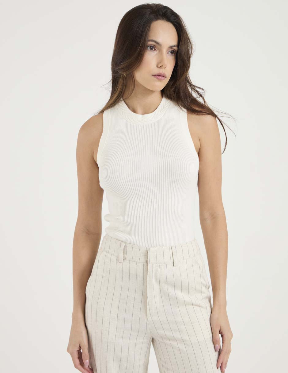 Top cuello redondo