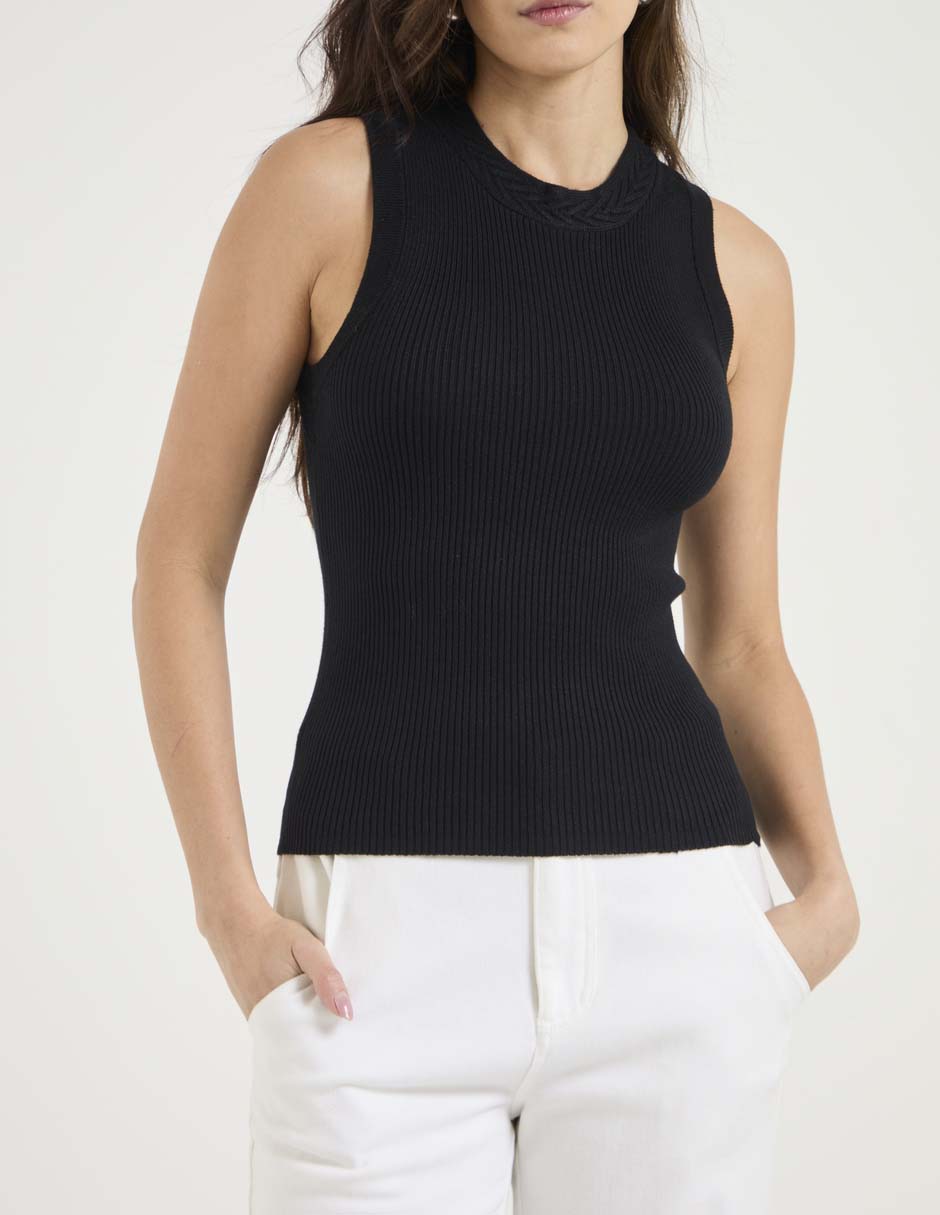 TOP L MEDIO METROPOLIS, EG, NEGRO LISO